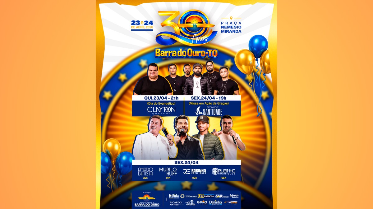 Amado Batista e Murilo Huff sobem ao palco das festividades de 30 anos de Barra do Ouro